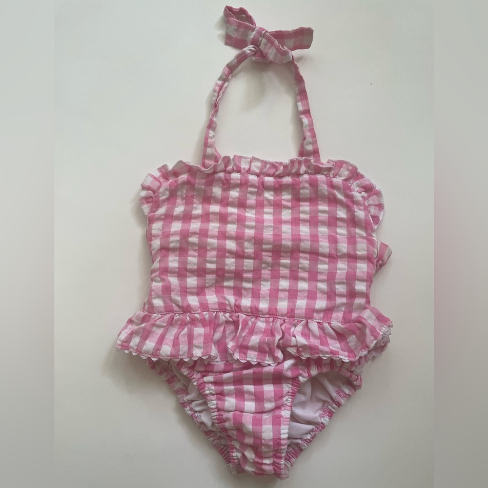 Pink gingham swimsuit 5t CUTE